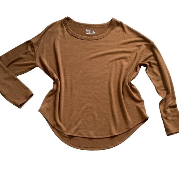 Time and Tru Long Sleeve Knit Tee Top Sz M 8/10 Brown #131N - Picture 5 of 6